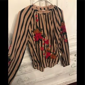 Anthropologie pull over shirt with hand stitching